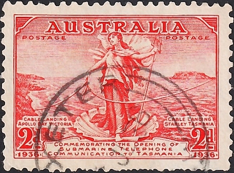 Австралия 1936 год . Австралия/Тасмания телефонная линия . Каталог 0,50 €.